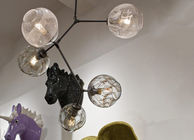 खाने के कमरे सजावटी के लिए पारदर्शी शाखाओं में बंटी बुलबुले ग्लास सस्पेंशन रोशनी