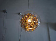 100W उलझन ग्लोब फांसी रोशनी लटकन ग्लास गेंद प्रकाश व्यवस्था के साथ सोने के रंग