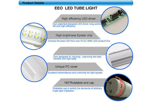 120cm T8 के इंडोर रोशनी के लिए ट्यूब लाइट 20watt 1780Lm एलईडी